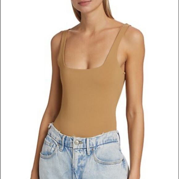 Good American Plus Size Pecan Tan Modern Tank Scuba Thong Bodysuit - Picture 2 of 9